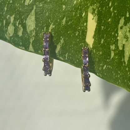 The Guide Crystals Lilac Zirconia Gold Huggie Earrings
