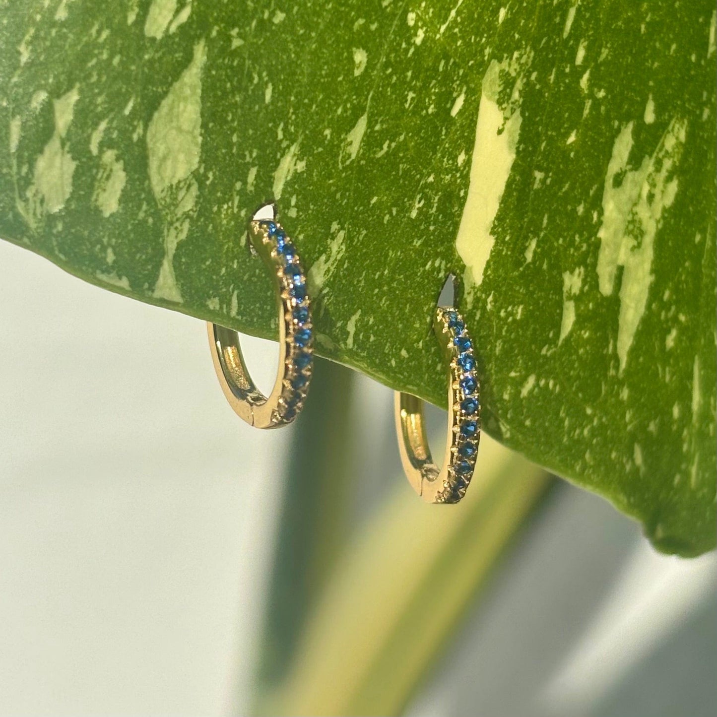 The Guide Crystals Midnight Blue Zirconia Gold Mini Huggie Earrings