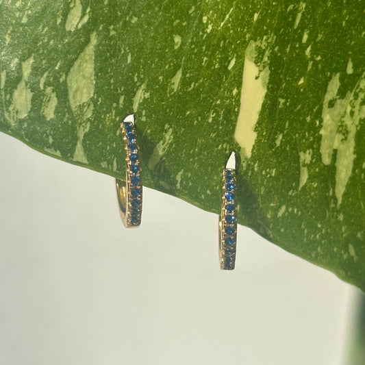 The Guide Crystals Midnight Blue Zirconia Gold Mini Huggie Earrings