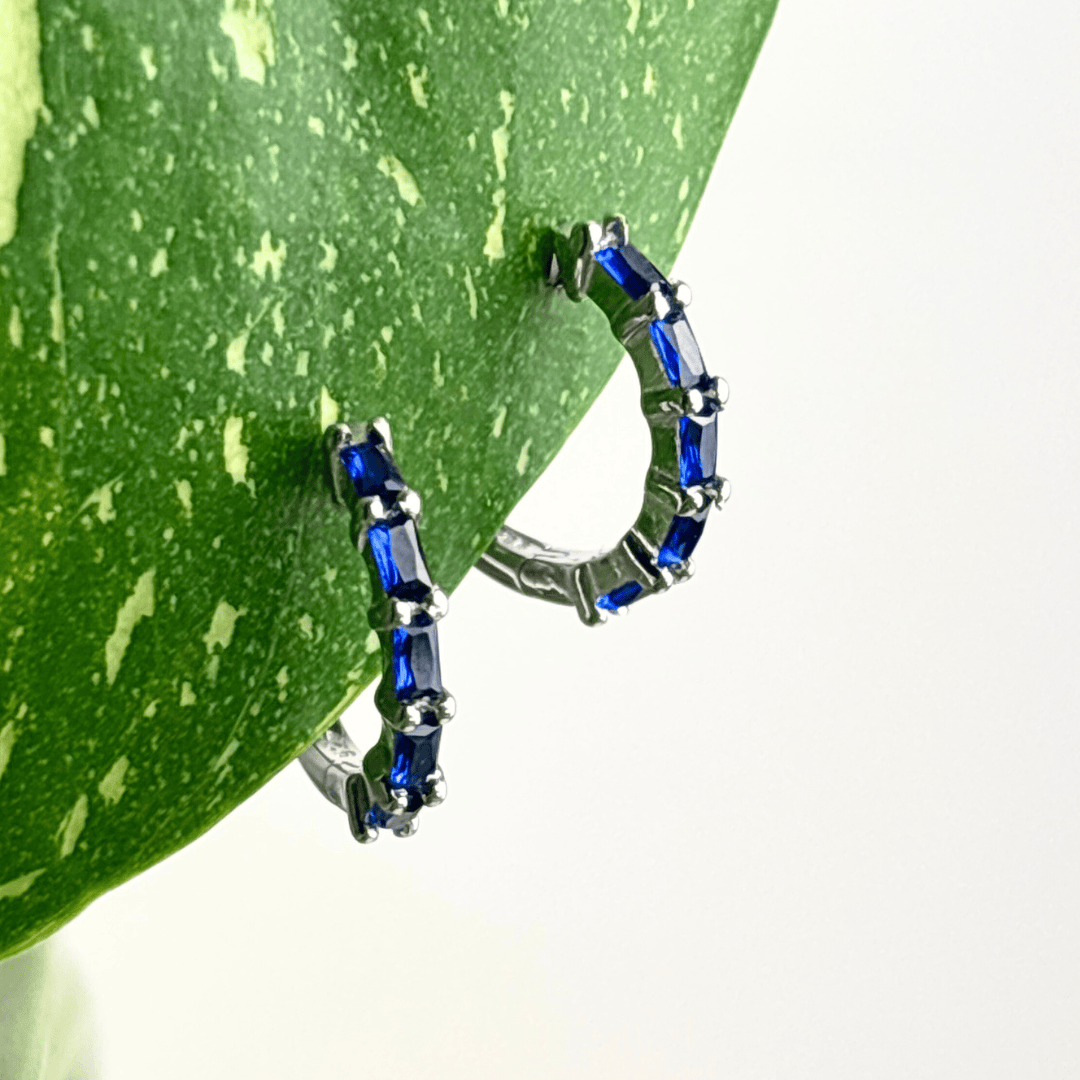 The Guide Crystals Midnight Zirconia Silver Huggie Earrings