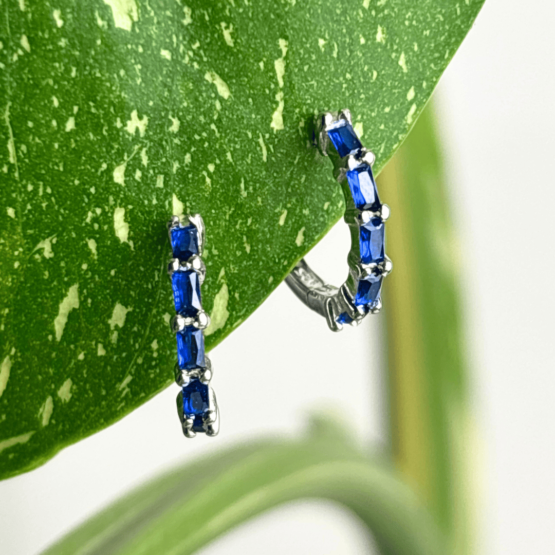 The Guide Crystals Midnight Zirconia Silver Huggie Earrings