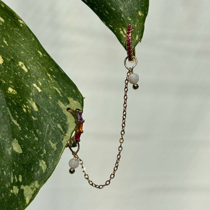 The Guide Crystals Gold | 1 PC Single Moonstone Aphrodite Chain Crystal Earring Charm