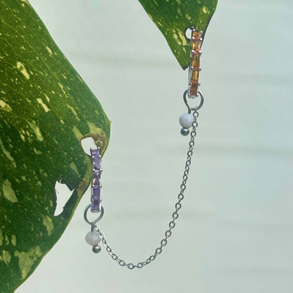 The Guide Crystals Silver | 1 PC Single Moonstone Aphrodite Chain Crystal Earring Charm