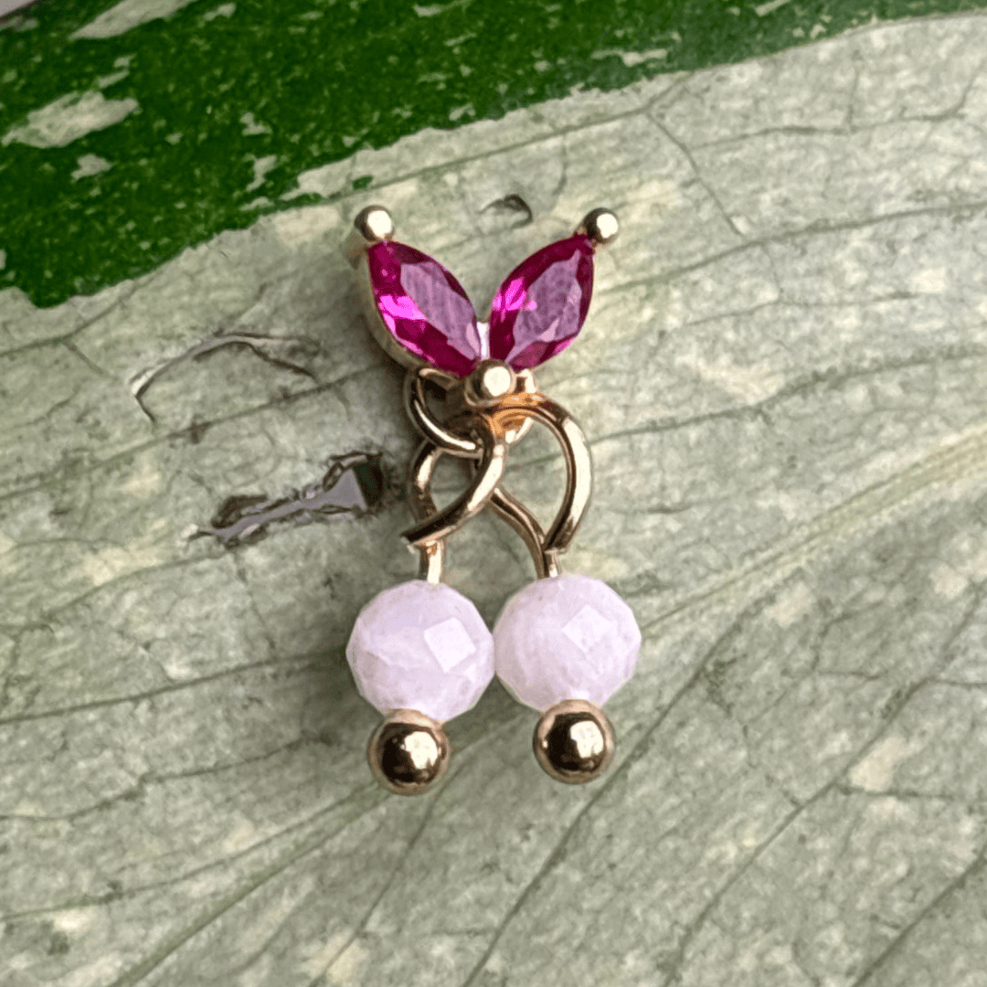 The Guide Crystals Gold | 1 PC Single Moonstone Cherry Charms for Stud Earrings