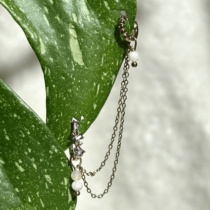 The Guide Crystals Gold | 1 PC Single Moonstone Cordellia Chain Crystal Earring Charm