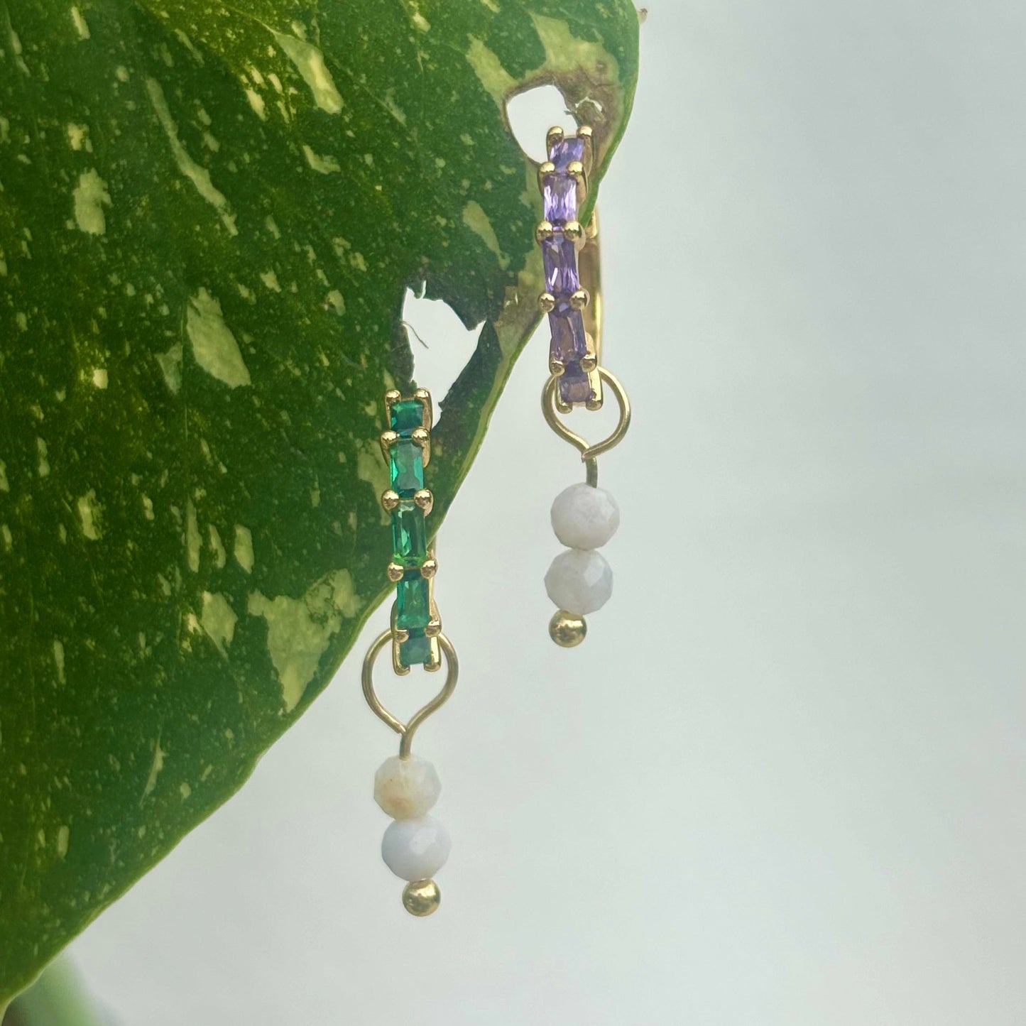 The Guide Crystals Gold Moonstone Double Dew Drop Crystal Earring Charms