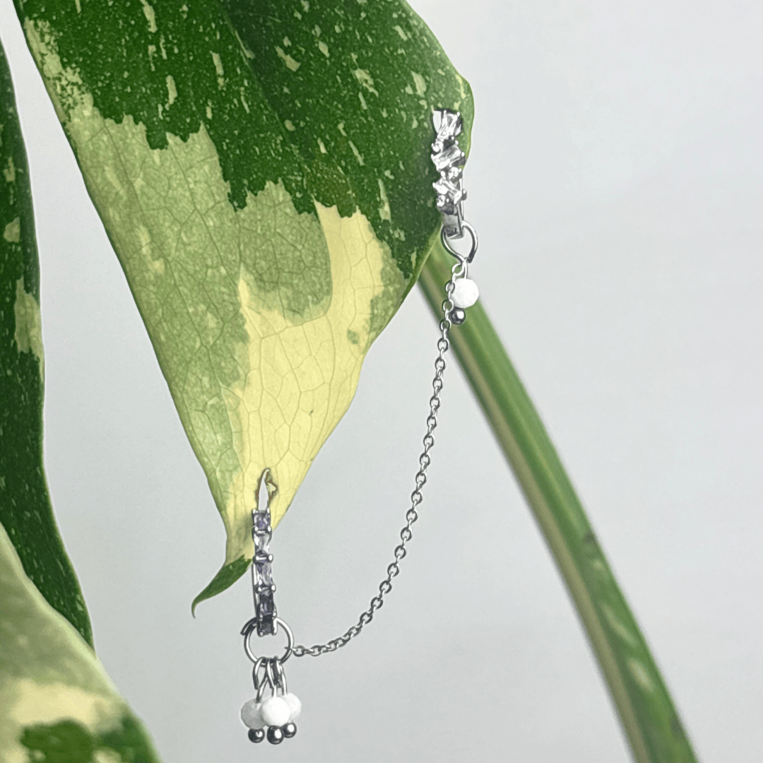 The Guide Crystals Silver | 1 PC Single Moonstone Grape Chain Earring Charm