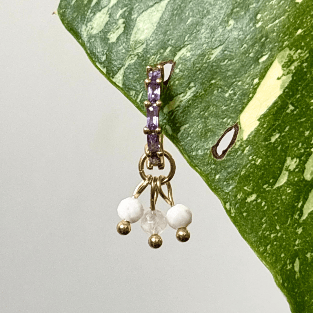 The Guide Crystals Gold | 1 PC Single Moonstone Grape Crystal Earring Charm