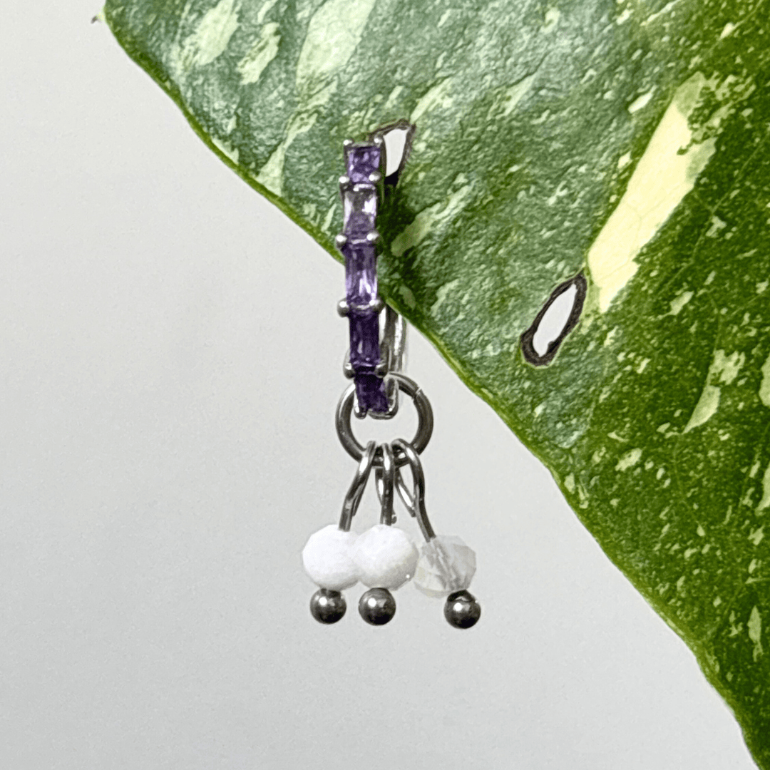 The Guide Crystals Silver | 1 PC Single Moonstone Grape Crystal Earring Charm