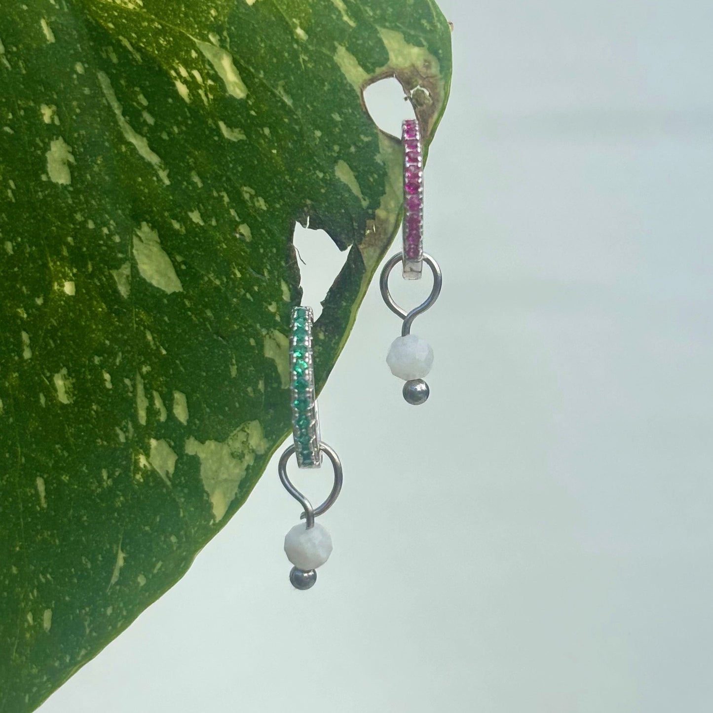 The Guide Crystals Silver Moonstone Single Dew Drop Crystal Earring Charms