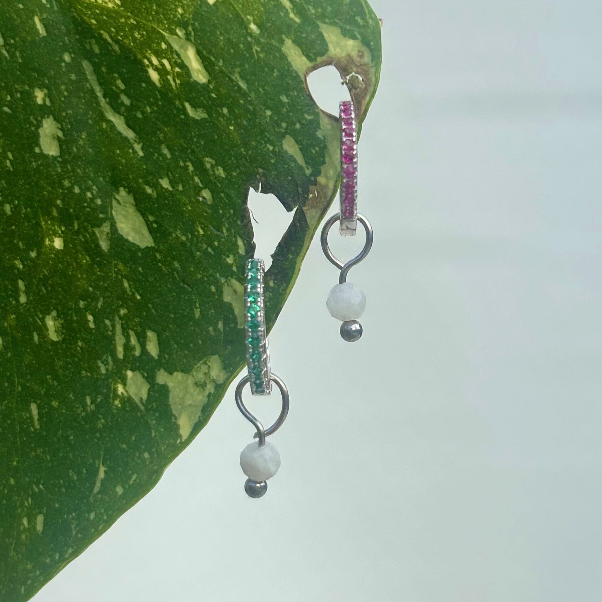 The Guide Crystals Silver Moonstone Single Dew Drop Crystal Earring Charms