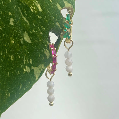 The Guide Crystals Gold Moonstone Triple Dew Drop Crystal Earring Charms