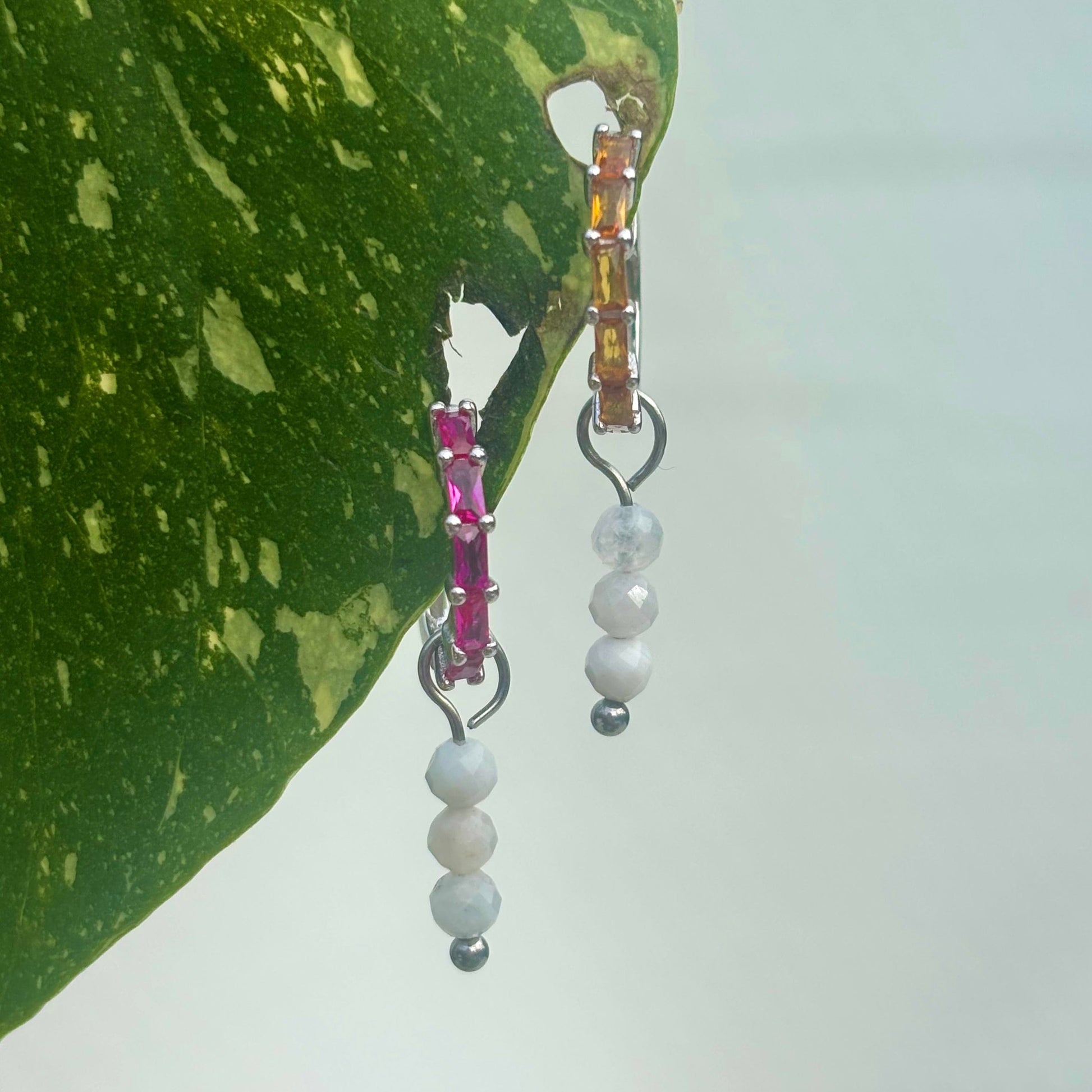 The Guide Crystals Silver Moonstone Triple Dew Drop Crystal Earring Charms