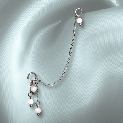 The Guide Crystals Silver | 1 PC Single Moonstone Waterfall Earring Chain