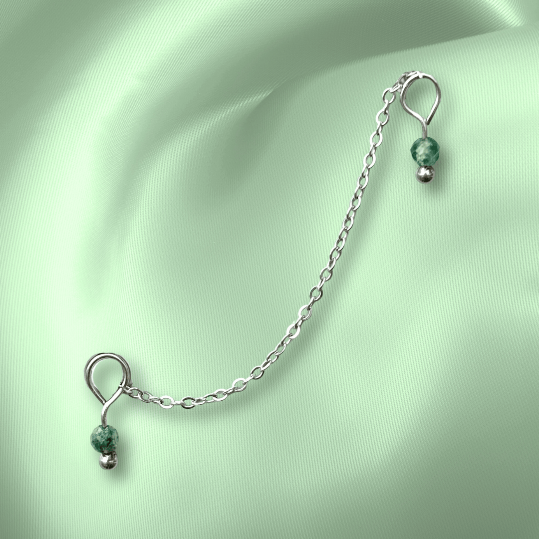 The Guide Crystals Moss Agate Aphrodite Chain Crystal Earring Charm