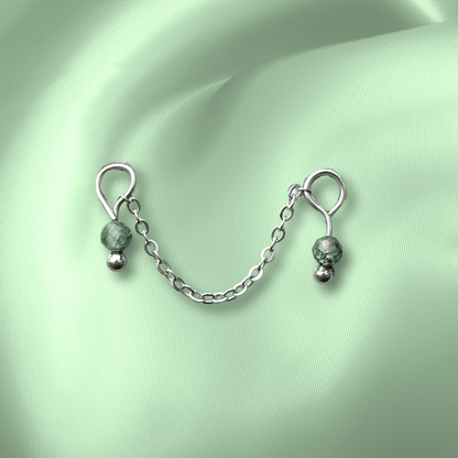 The Guide Crystals Moss Agate Aurora Chain Crystal Earring Charm