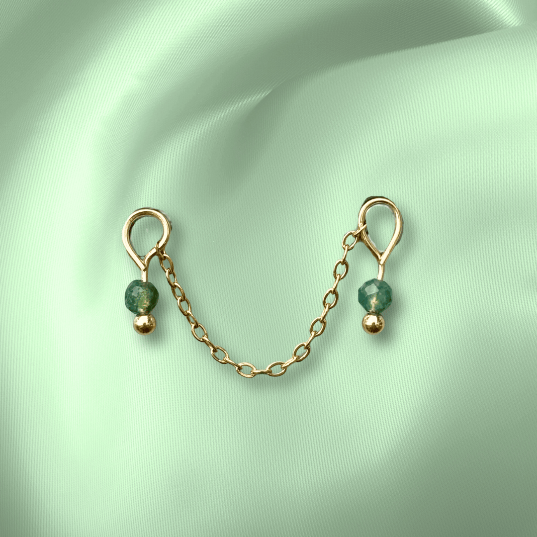 The Guide Crystals Moss Agate Aurora Chain Crystal Earring Charm