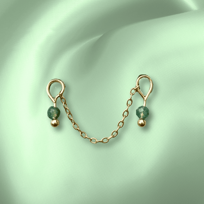 The Guide Crystals Moss Agate Aurora Chain Crystal Earring Charm