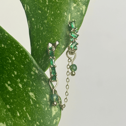 The Guide Crystals Gold | 1 PC Single Moss Agate Aurora Chain Crystal Earring Charm