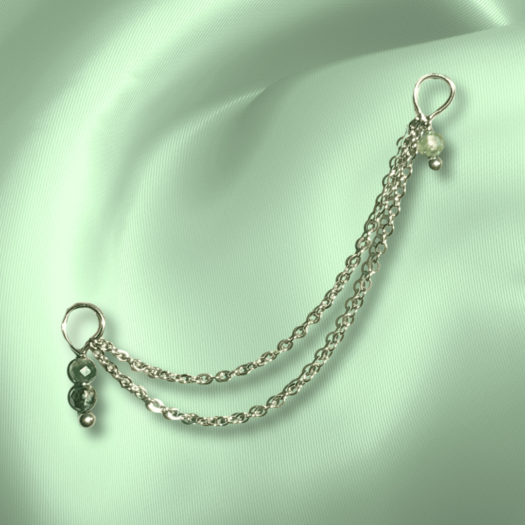 The Guide Crystals Moss Agate Cordellia Chain Crystal Earring Charm