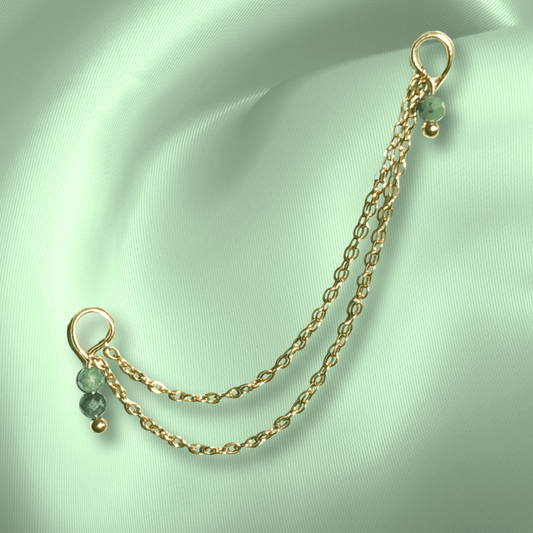 The Guide Crystals Moss Agate Cordellia Chain Crystal Earring Charm