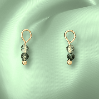 The Guide Crystals Moss Agate Double Dew Drop Crystal Earring Charms
