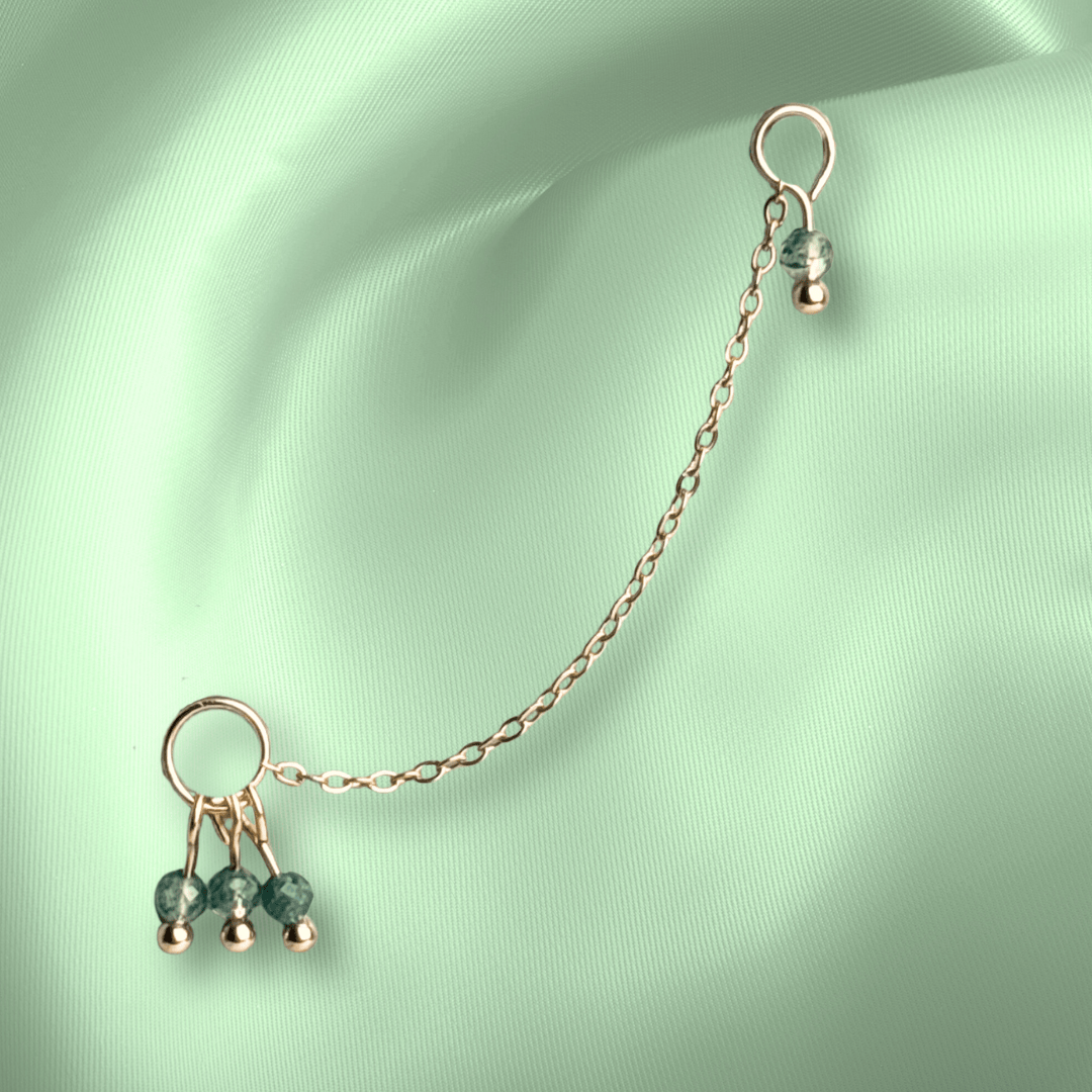 The Guide Crystals Moss Agate Grape Chain Earring Charm