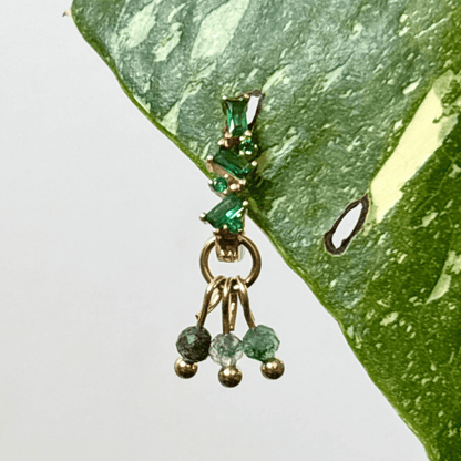 The Guide Crystals Gold | 1 PC Single Moss Agate Grape Crystal Earring Charm