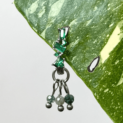 The Guide Crystals Silver| 1 PC Single Moss Agate Grape Crystal Earring Charm