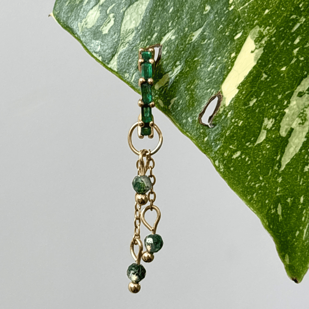 The Guide Crystals Gold | 1 PC Single Moss Agate Lily of the Valley Crystal Earring Charm