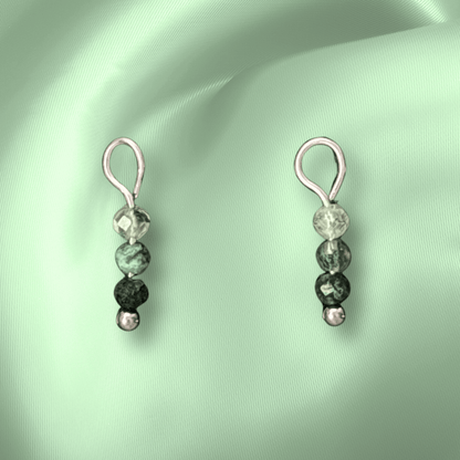 The Guide Crystals Moss Agate Triple Dew Drop Crystal Earring Charms