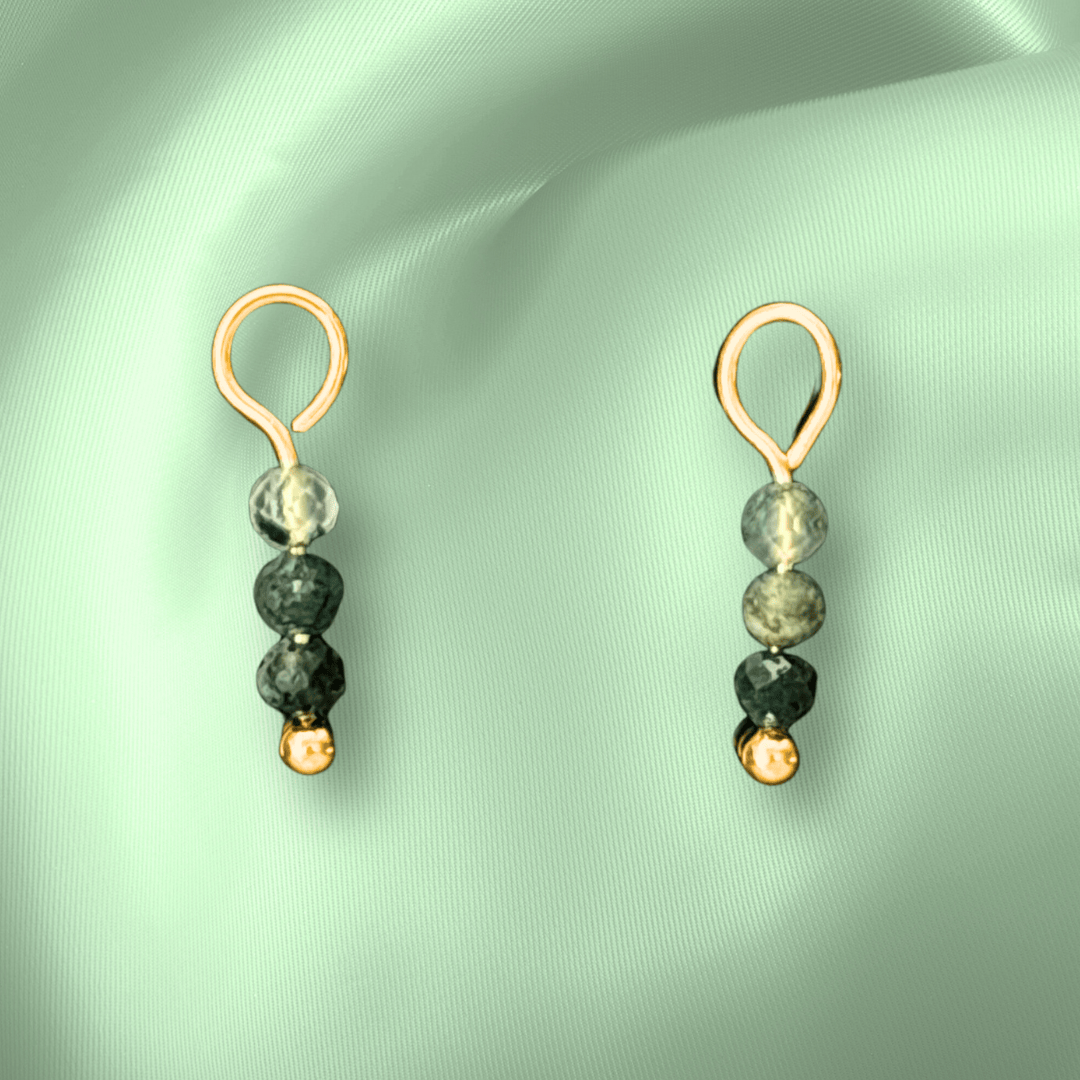 The Guide Crystals Moss Agate Triple Dew Drop Crystal Earring Charms
