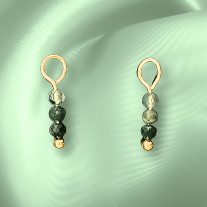 The Guide Crystals Moss Agate Triple Dew Drop Crystal Earring Charms