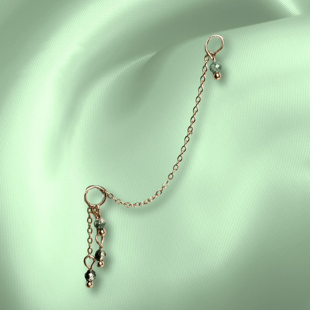 The Guide Crystals Moss Agate Waterfall Earring Chain