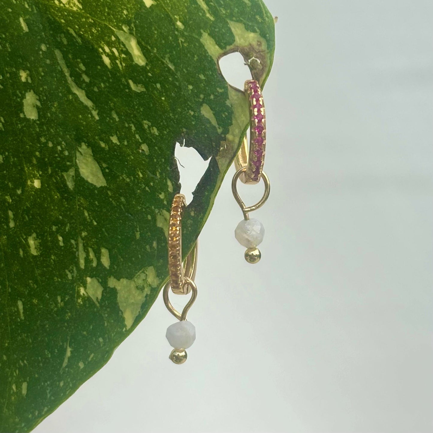 The Guide Crystals Orange Zirconia Silver Mini Huggie Earrings