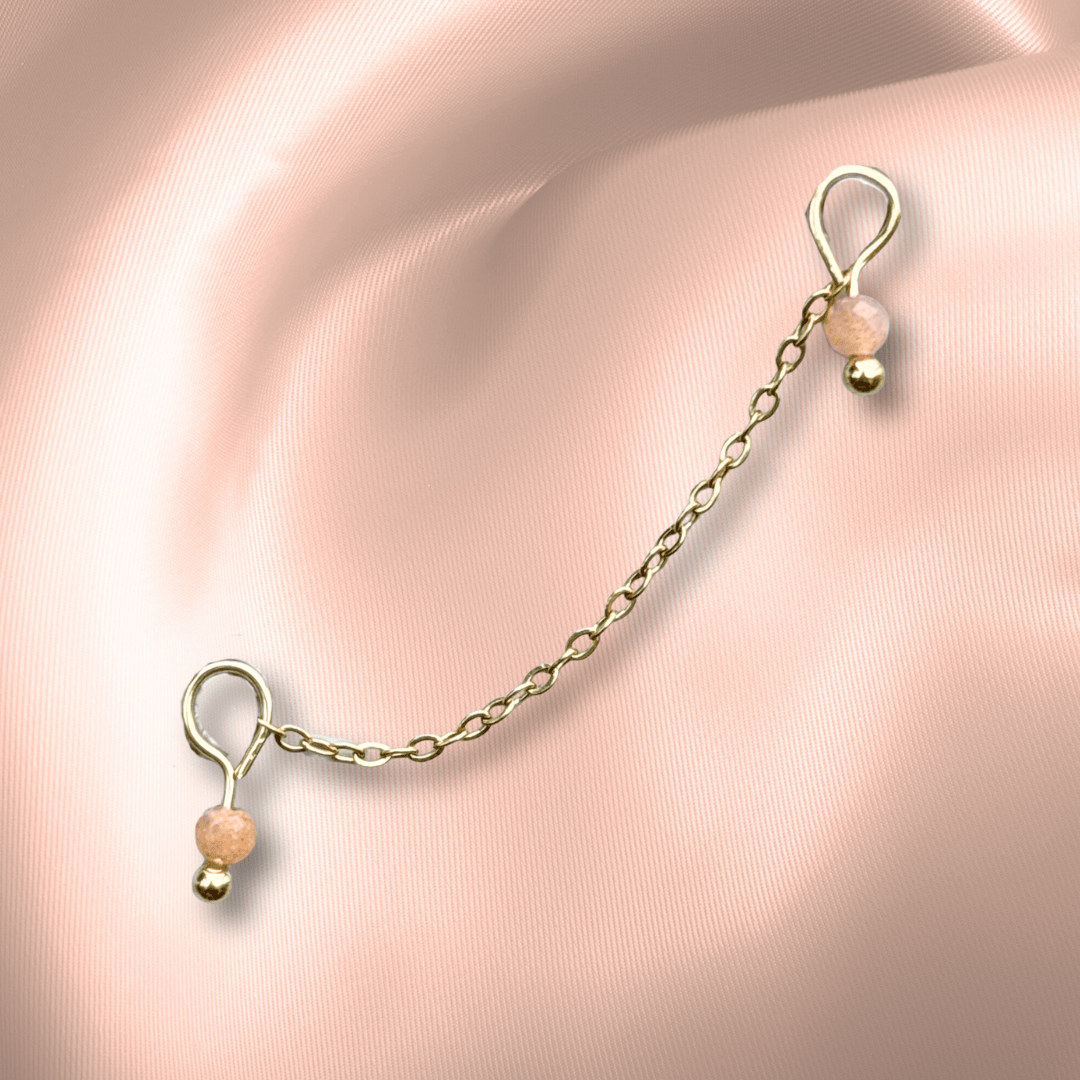 The Guide Crystals Peach Moonstone Aphrodite Chain Crystal Earring Charm