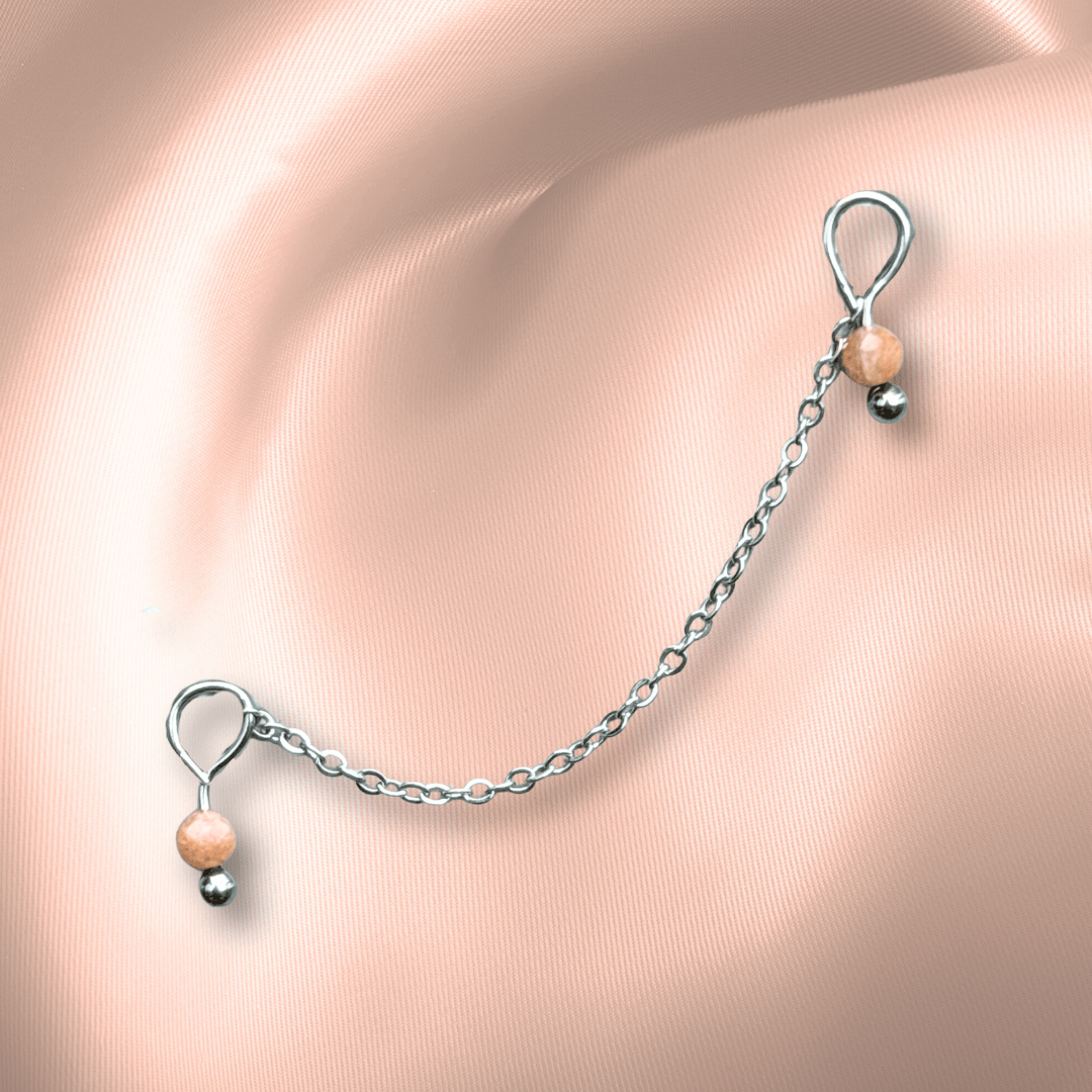 The Guide Crystals Peach Moonstone Aphrodite Chain Crystal Earring Charm