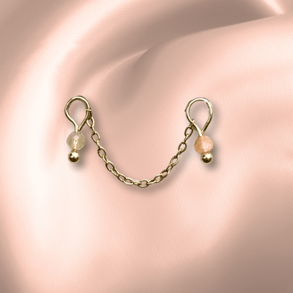 The Guide Crystals Peach Moonstone Aurora Chain Crystal Earring Charm