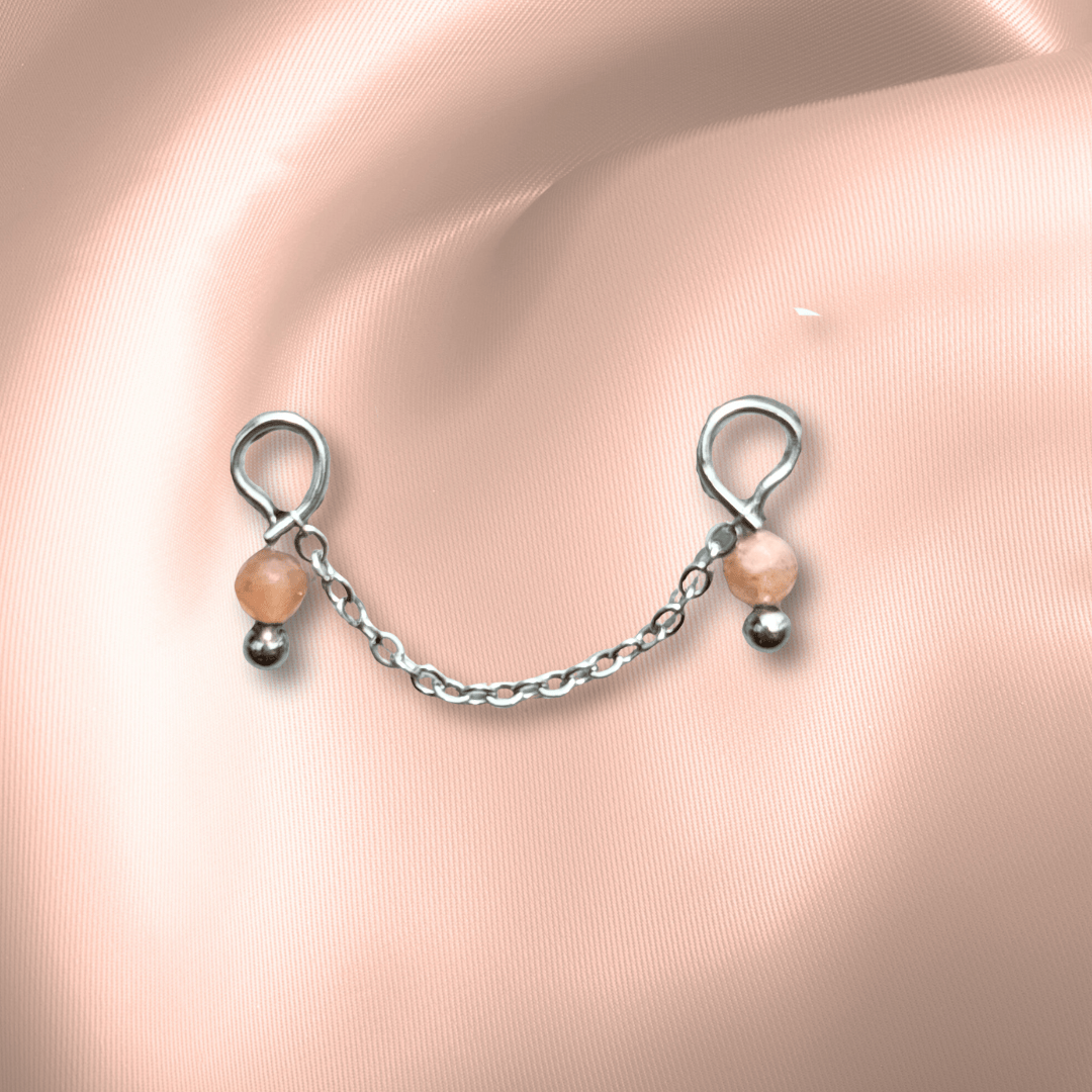 The Guide Crystals Peach Moonstone Aurora Chain Crystal Earring Charm