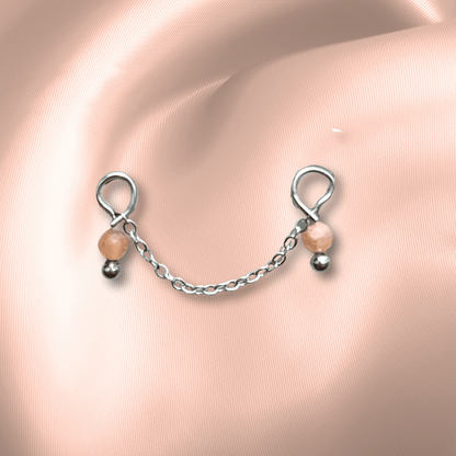 The Guide Crystals Peach Moonstone Aurora Chain Crystal Earring Charm