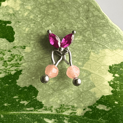 The Guide Crystals Silver | 1 PC Single Peach Moonstone Cherry Charm for Stud Earrings