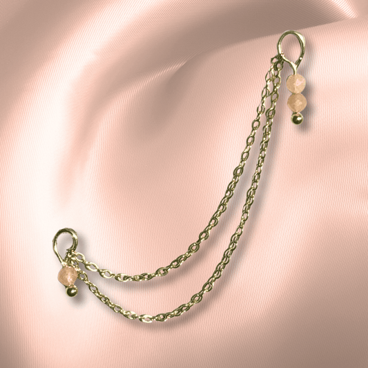 The Guide Crystals Peach Moonstone Cordellia Chain Crystal Earring Charm