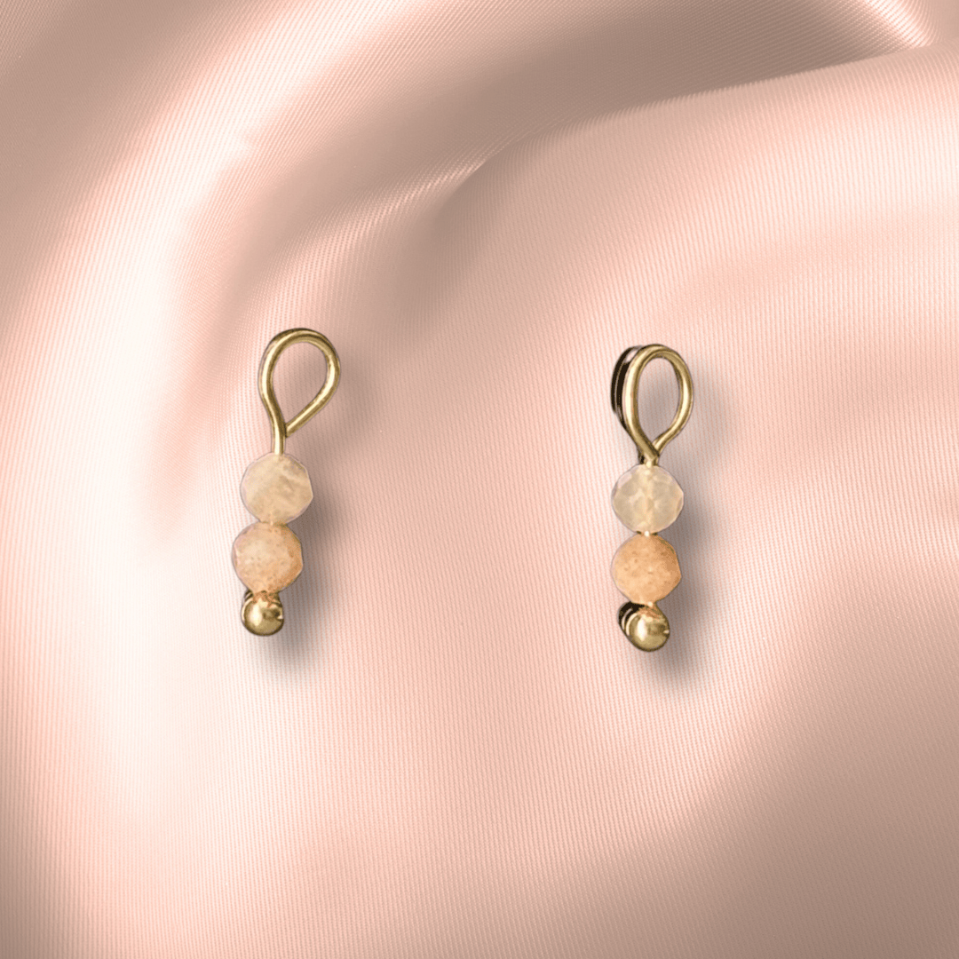 The Guide Crystals Peach Moonstone Double Dew Drop Crystal Earring Charms