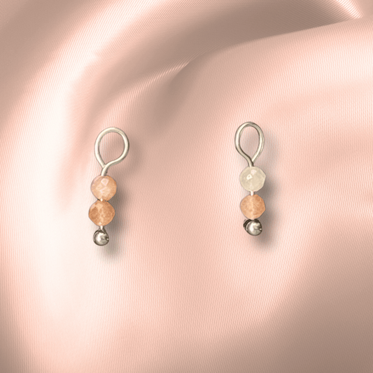 The Guide Crystals Peach Moonstone Double Dew Drop Crystal Earring Charms