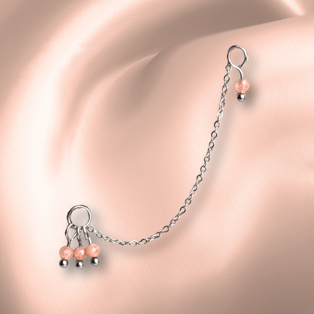 The Guide Crystals Peach Moonstone Grape Chain Earring Charm