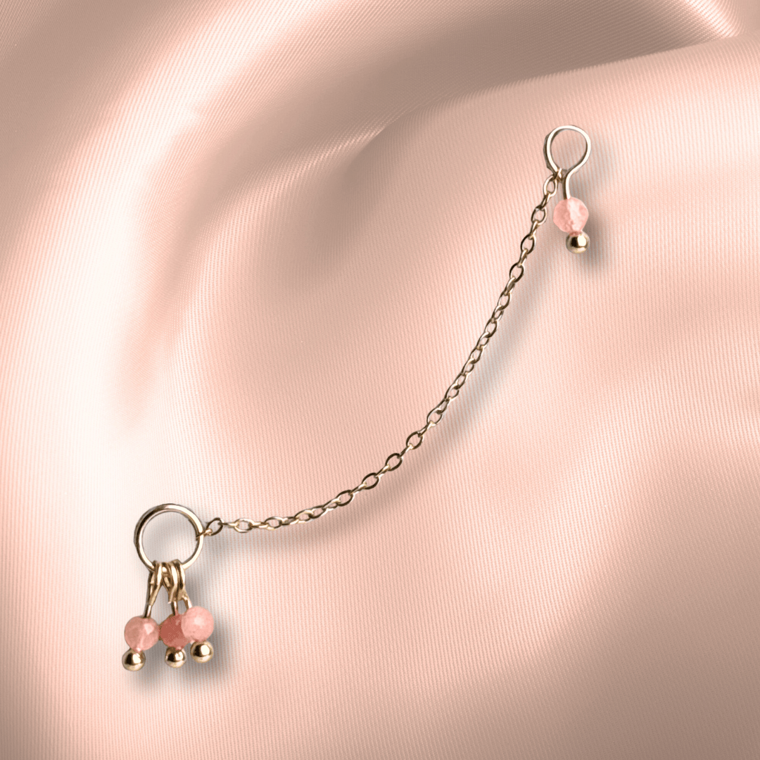 The Guide Crystals Peach Moonstone Grape Chain Earring Charm