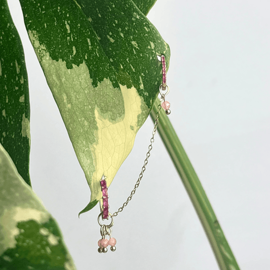 The Guide Crystals Gold | 1 PC Single Peach Moonstone Grape Chain Earring Charm