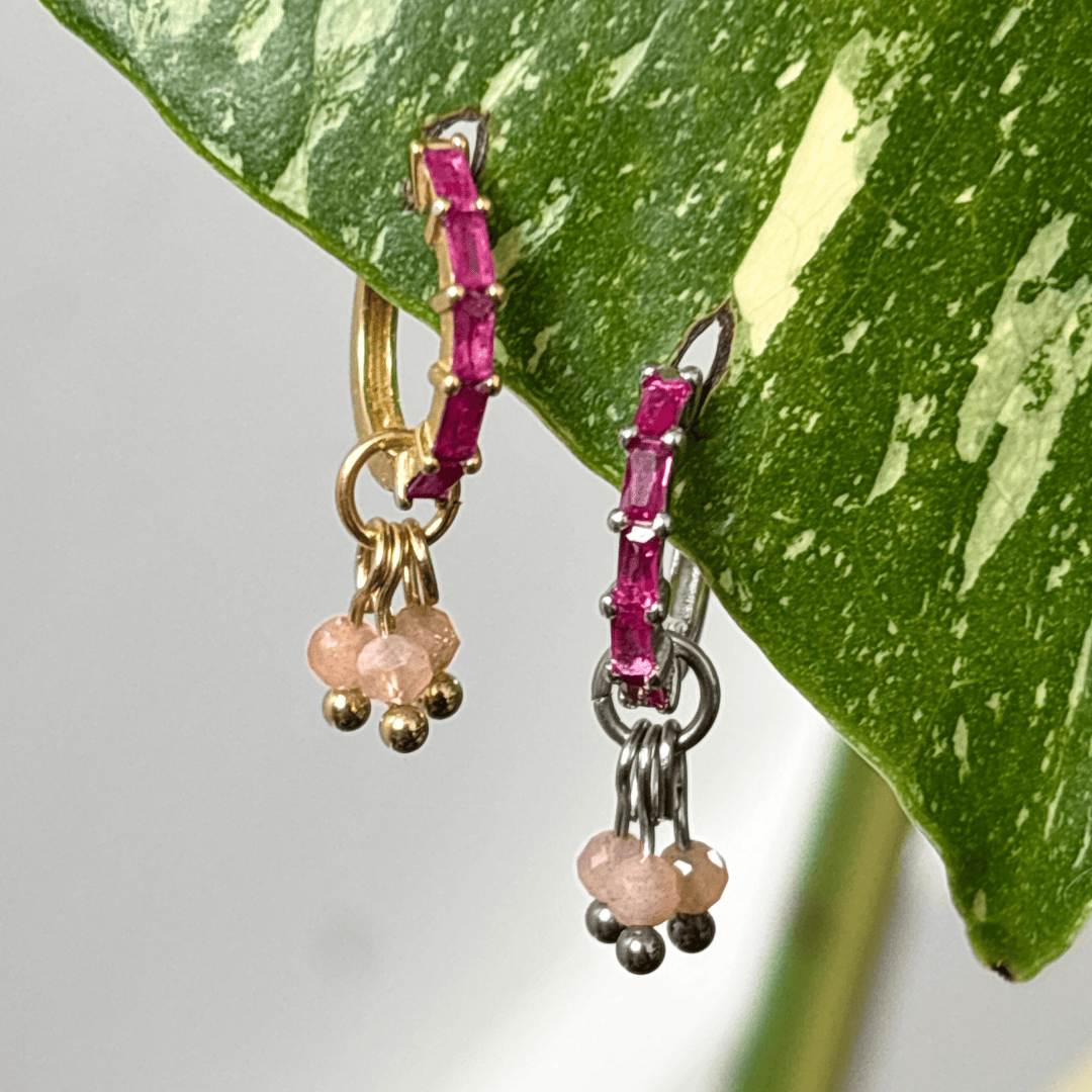 The Guide Crystals Peach Moonstone Grape Crystal Earring Charm