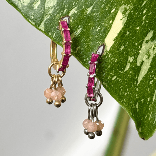 The Guide Crystals Peach Moonstone Grape Crystal Earring Charm