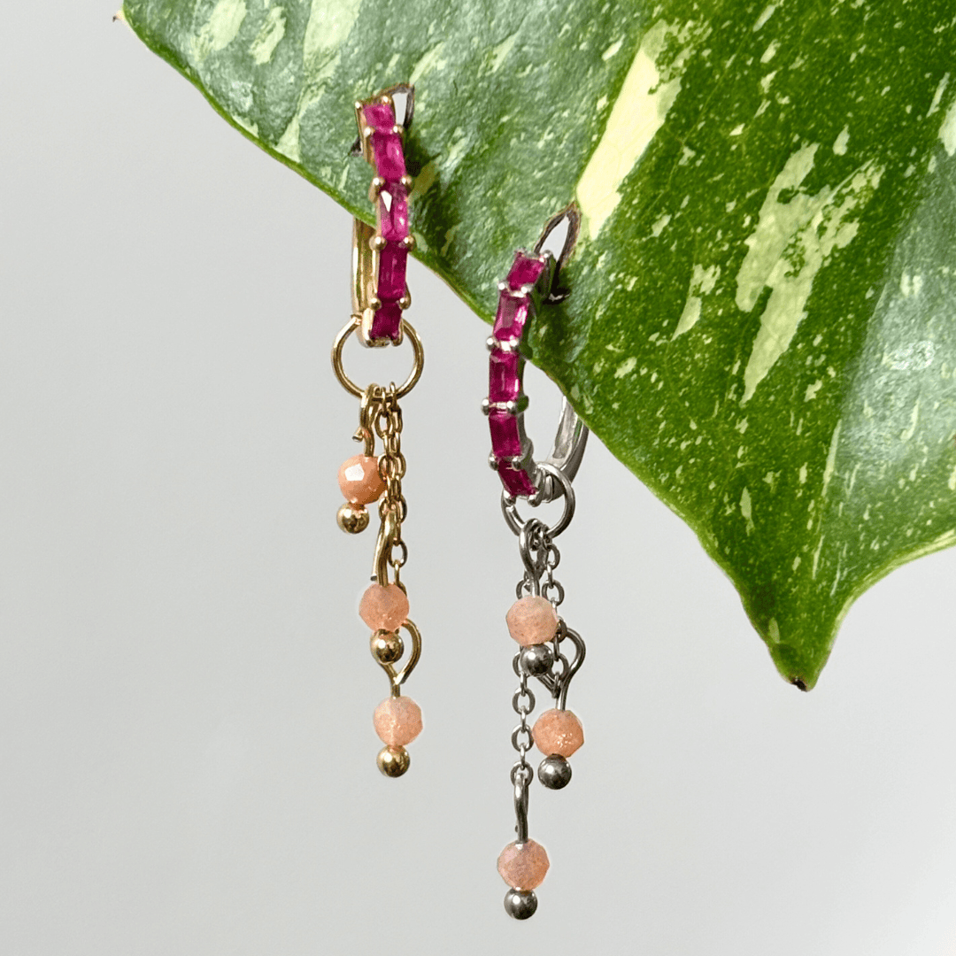 The Guide Crystals Peach Moonstone Lily of the Valley Crystal Earring Charm